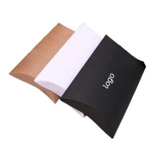 Pillow packaging featuring a personalized logo and brand colors