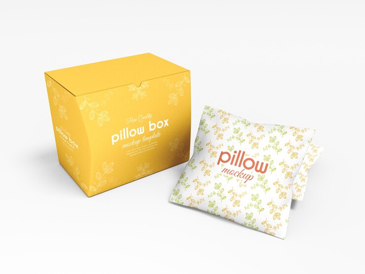 Luxurious pillow packaging with embossed details and foil accents